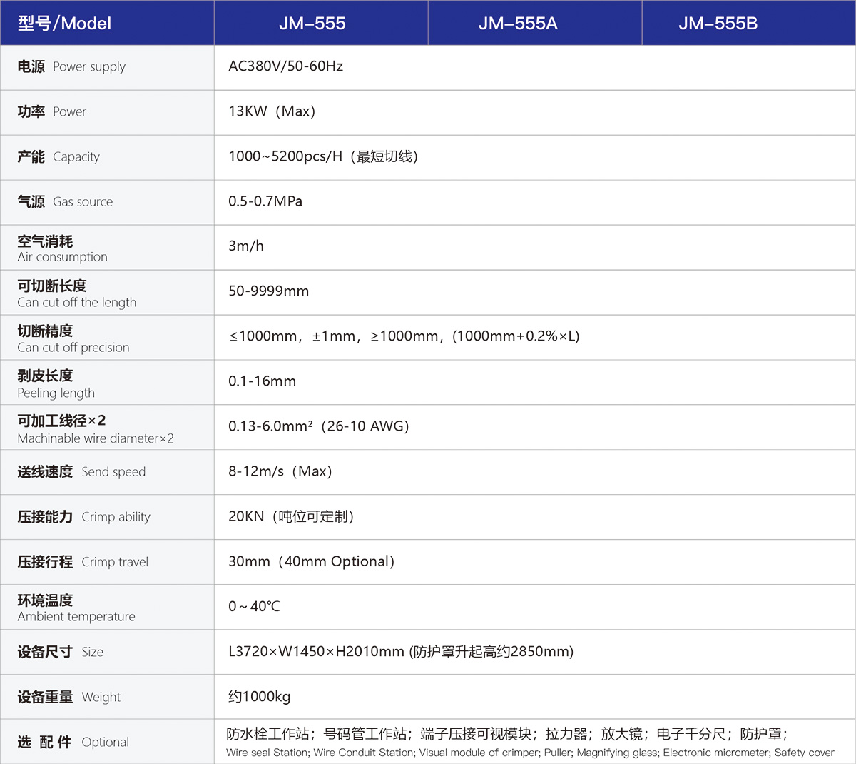 新能源汽車線束處理設備端子機技術參數